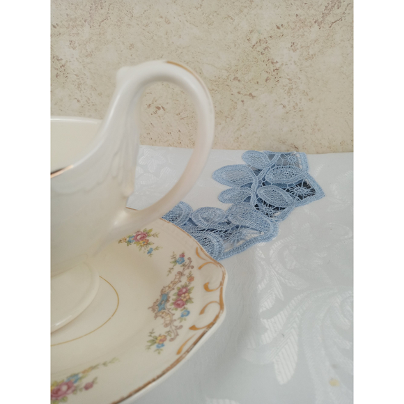 Vintage Homer Laughlin Eggshell Georgian Gravy Dish & Plate w/ Floral Design - Picture 7 of 12